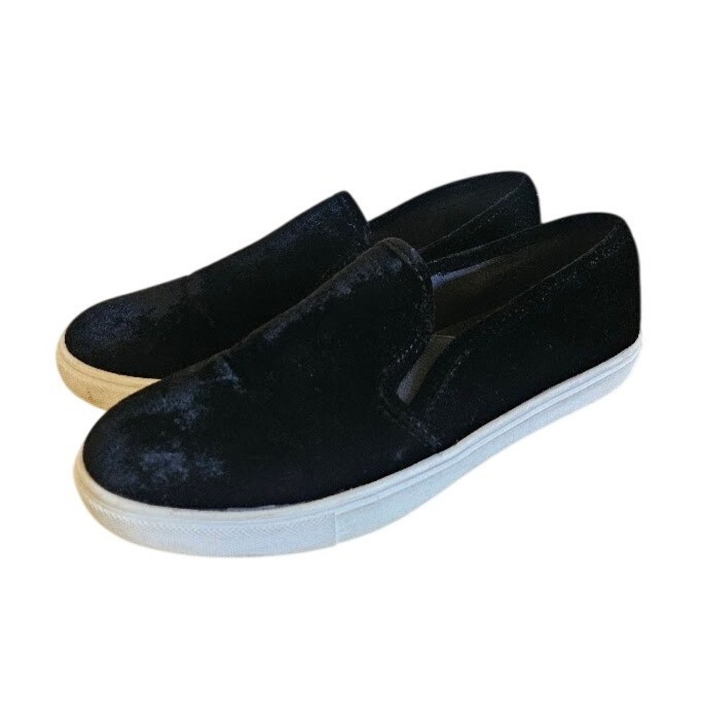 Steve Madden Black Velvet Slip On Sneakers Womens 8 Low Top Shoes